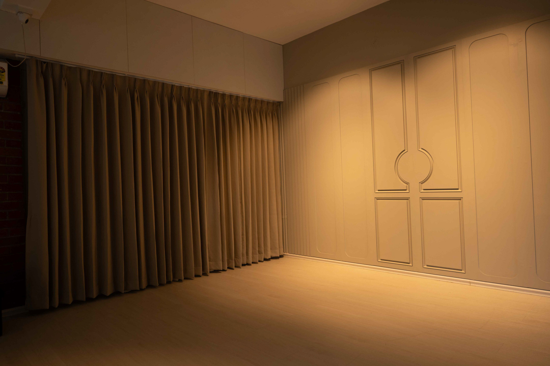 Close angled composition of decorative wall moldings